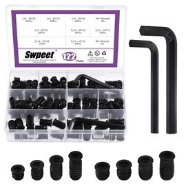 Swpeet 122Pcs 1/4" + 5/16" Black Zinc Plated Carbon Steel Carbon Furniture Screw in Nut Threaded Wood Inserts Threaded Inserts Bolt Fastener Connector Hex Socket (1/4" + 5/16" Assortment Kit)