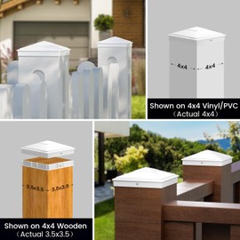 SIEDiNLAR 4x4 Pyramid Post Caps Waterproof Outdoor 4x4 Post Cover, Fits 4x4 3.5x3.5 Vinyl Wood Posts for Fence Deck Mailbox Patio (White, 24 Pack)