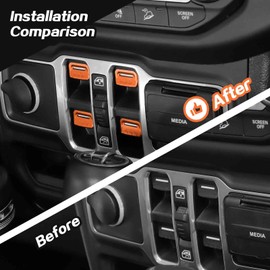 JeCar for Jeep Window Switch Button Cover Trim Interior Accessories for Jeep Wrangler JL JLU Gladiator JT 2018-2023 (Orange Aluminum Alloy)