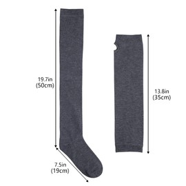 Striped Long Knitted Gloves Knee Socks Leggings Party Costume Accessories 2 Pairs Set, gray