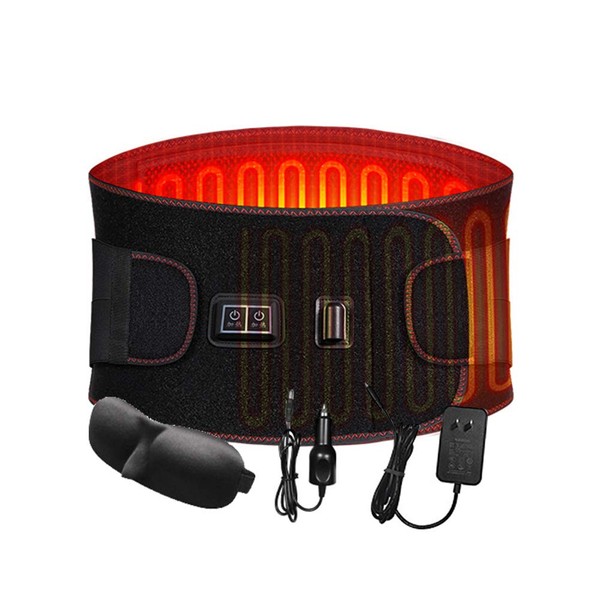 Electric Heating Waist Belt, 154°F (70°C/63°C/56°C), Waist Warming, Far Infrared Heating, Electric, Heater, Pad, Belly Wrap, For Waist, Home, Office, Car, Velcro Tape, S/L/2XL, Black
