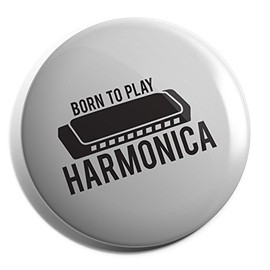 Hippowarehouse Born to Play Harmonica Badge Pin 38mm