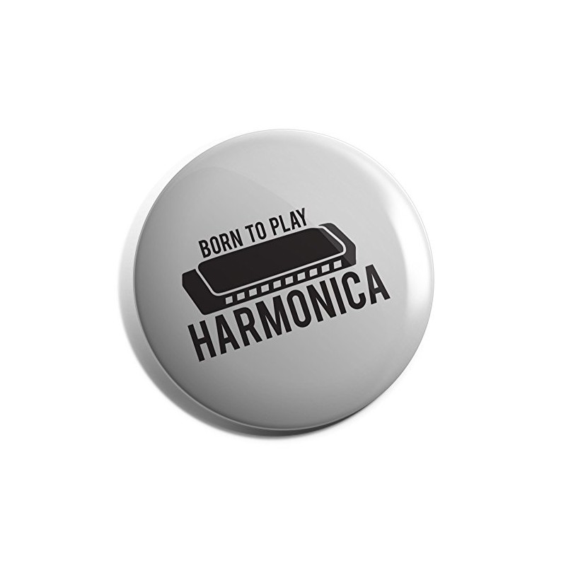 Hippowarehouse Born to Play Harmonica Badge Pin 38mm