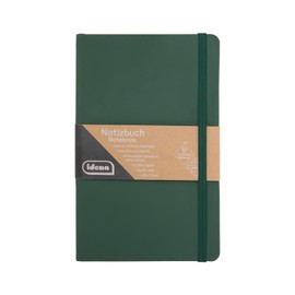 Idena 11119 Notebook Eco Dark Green, 13 x 21 cm, Squared, 70 g/m², 192 Sheets, with Inner Pocket, Elastic Band and Bookmark
