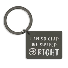 Funny Gifts for Men Boyfriend Girlfriend Birthday Gift Husband Wife Anniversary Valentine's Day Gift Keychain for BF GF Fiancee Fiance I'm So Glad We Swiped Right Black Keychain for Couple Gifts
