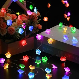 2 PK Color Changing Cherry Blossom String Light Plug in 13ft 40 LED Flower Fairy Lights with Remote and Timmer, Battery & USB Operated Multicolor Cherry Decorative Light for DIY Bedroom Wedding Party