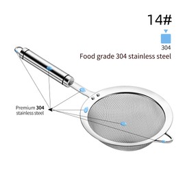 SUNWUKIN 304 Stainless Steel Fine Mesh Strainers for Kitchen, Colander-Skimmer with Handle, Sieve Sifters for Food, Tea, Rice, Oil, Noodles, Fruits, Vegetable