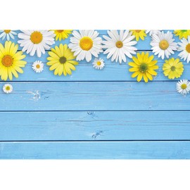 Qinunipoto Photography Photography Backdrop 2.1m x 1.5m Photography Paper Photography Background Cloth Photography Background Board Blue Wood Plank Chrysanthemum Lover Photo Wedding Background