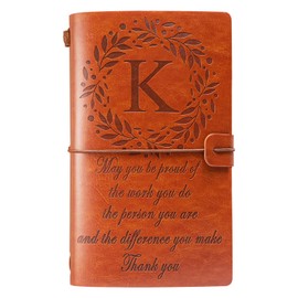 Filten Thank You Gifts Monogrammed Initial Leather Journal Make a Difference Notebook Inspirational Gifts Appreciation Gifts Employee Boss Pastor Volunteer Nurse Doctors Teacher Coworkers for Women
