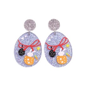Easter Earrings Colorful Easter Egg Drop Dangle Earrings for Women,Acrylic Bow Bunny Earrings Easter Jewelry Gift (C)