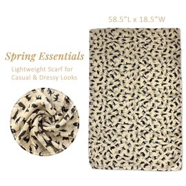 allydrew Lightweight Cat Print Chiffon Long Scarf, Beige