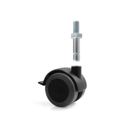 Design61 Universal Furniture Castors with U-Mount 19 mm Rubber Castors Floor Protection Wheels with Lock Plate Shoes with Threaded Pin Pack of 4