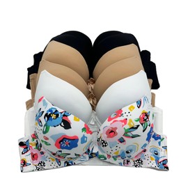 6 pcs Max Lift Power Wired Add 2 Cup Sizes T-Shirt Double Push Up Bra 34B