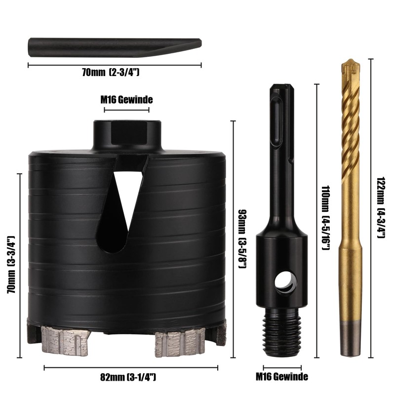 Vearter 82 mm Dry Core Drill, Diamond Core Drill Bit