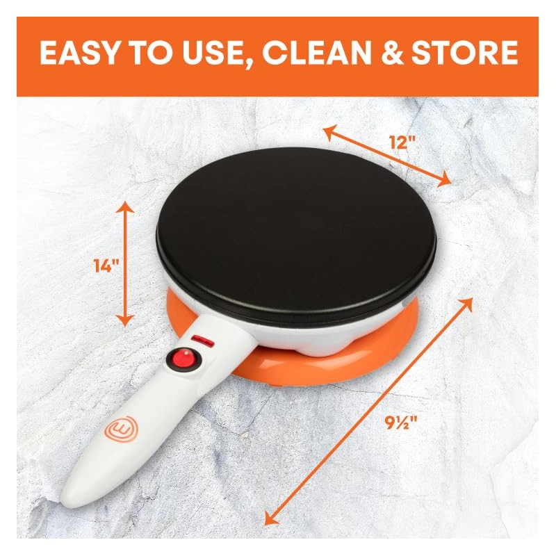 MasterChef Cordless Crepe Maker with Non-stick Dipping Plate plus Electric