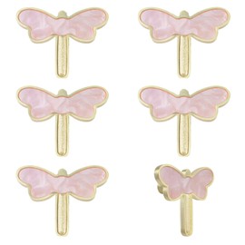 MOROBOR Decorative Dragonfly Kitchen Cabinet Knobs, 6 Pack Pink Creative Dresser Drawer Pulls Furniture Cupboard Door Pull Handles Single Hole Zinc Alloy Knob