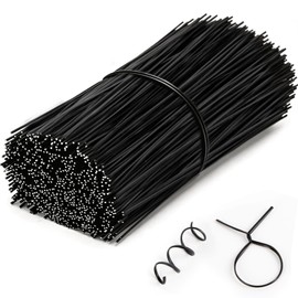 500 PCS Black Twist Ties - 4.9" Reusable Plastic Coated Twist Tie for Plastic Bags, Party Treats, Plants, DIY Decors Crafts Cord Bread Ties for Household & Shop, Outdoor & Indoor Use