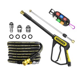 POHIR 5000PSI Pressure Washer Gun and Hose 3/8'' 25FT Kit, 4800PSI Power Washing Hose Steel Braided with 40'' Extension Wand & M22-14/15mm Fitting & 7 Nozzle Tips for Cleaning