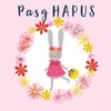 Pom Pom"Bunny Girl" Welsh Easter Card