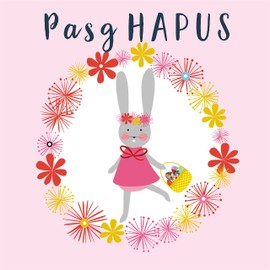 Pom Pom"Bunny Girl" Welsh Easter Card