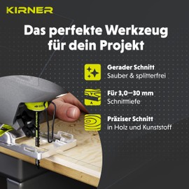 KIRNER Jigsaw Blades Wood Pack of 10 [Up to 5x More Cuts] Extremely Fine & Straight Cut (3-30 mm) in Wood and Plastic - for All T-Shank Jigsaws - Fine Cut Saw Blade