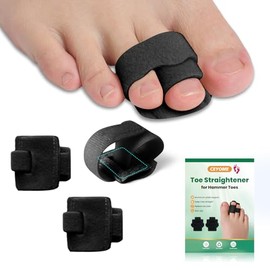 Hammer Toe Straightener for Women & Men - 2 Pack Toe Alignment Splint for Crooked, Overlapping Toes, Toe Separator for Toe Straightening & Relaxation (Black)