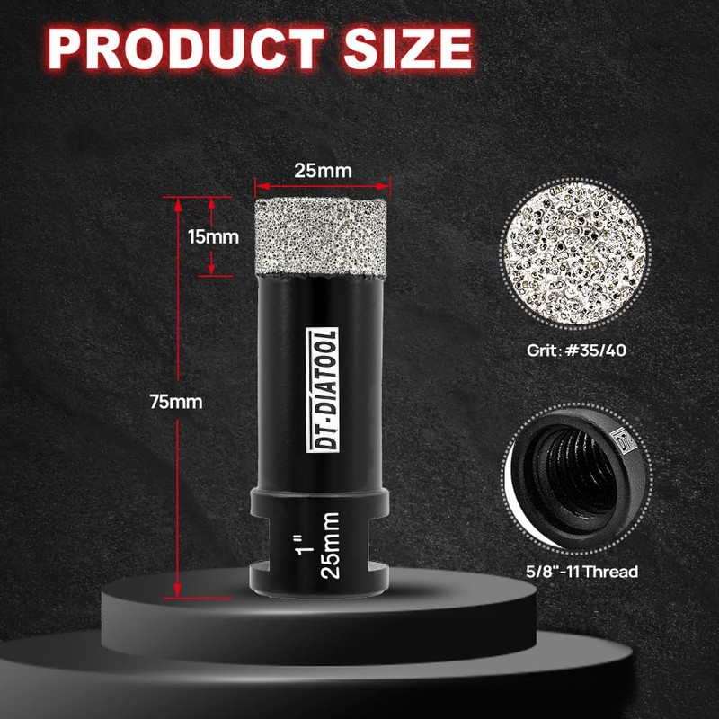 DT-DIATOOL Daimond Core Drill Bit 1 Inch 2 Pieces Tile