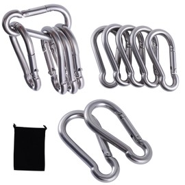 GIVIHGETI 12 Stück Karabinerhaken Set, 6 x 60 mm Edelstahl Schnappverschluss, Karabiner mit Federhaken, Ideal für Schlüsselanhänger, Camping, Wandern, Reisen, Angeln (Silber)
