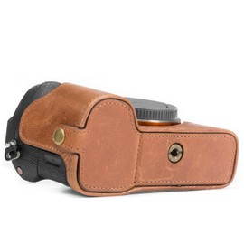 MegaGear MG1130 Sony Alpha A7S II, A7R II, A7 II Genuine Leather Camera Half Case and Strap - Dark Brown