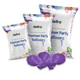 delka 12-Inch Latex Birthday Balloons - Pack of 50, Purple | Suitable for Kids Party Decorations, Baby Shower, Wedding, Christmas, New Year Eve Decoration & Celebration| Helium Gas or Air Inflated