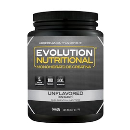 EVOLUTION, Monohidrato de Creatina, Suplemento Alimenticio, Creatina Monohidratada, Sin Gluten, Sugar Free, Pre Workout, Sin Sabor, 100 Porciones, 500g