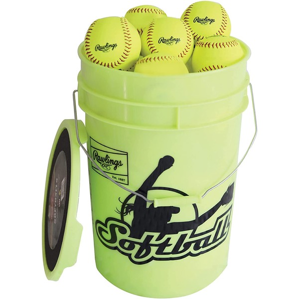 Rawlings | Bucket of 12 Practice Softballs | All Ages | 12" | Synthetic Cover