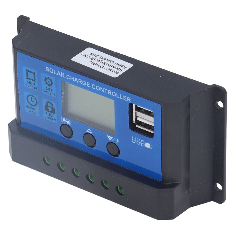 12/24V 20A PWM Solar Charge Controller, Solar Panel Controller with