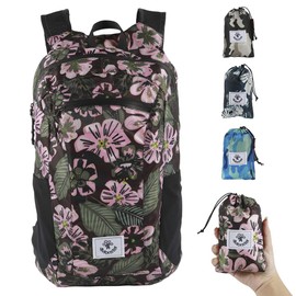 4Monster Water Resistant Foldable Backpack, Packable Hiking Daypack, Ultralight Travel Backpack, Suitable for Outdoor Sports, Camping, Backpacking, Shopping Flower Pink-16L