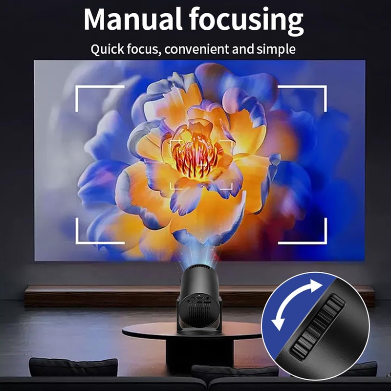 Portable 1080P Mini Projector with Bluetooth and WiFi, 270° Adjustable