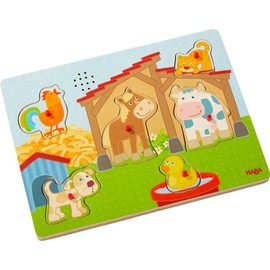 HABA Sound-Greifpuzzle Auf dem Land , Kinderpuzzle ab 2 Jahren mit hübschem Landlebenmotiv und Bauernhof-Tieren , Lustige Tiergeräusche sorgen für extra Spaß - 303179