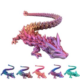 TechHorizonSSU 3D Printed Dragon with Dragon Egg 16.5'' Articulated Dragon Crystal Dragon Fidget Dragon Egg Toys Executive Desk Toys (Gold, Dragon Only)