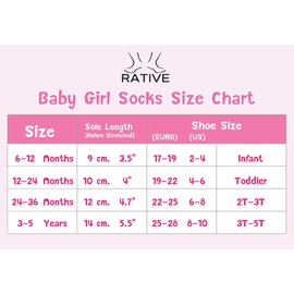 RATIVE Non Skid Anti Slip Cotton Dress Crew Socks With Grips For Baby Infant Toddler Kids Girls