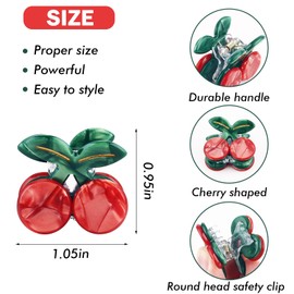 PLwelth Small Cherry Hair Claw Clips Mini Hair Clips for Women Girls Kids Cute Tiny Hair Clips for Thin Thick Hair Non Slip Sweet Barrettes Hairpins Fashion Hair Accessories for Daily Party