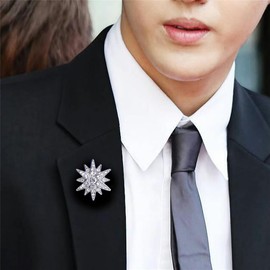 Crystal Star Brooch Sparkly Hexagram Star Lapel Pin Anti Glare Lapel Brooch Rhinestone Star Pin Dress Suit Bouquet Accessories Men Women Gift