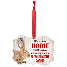 House is Not A Home Without Sandy Flemish Giant Rabbit Christmas Ornaments 2024 Aluminum Farm Owner Gift