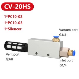 JVOZBZMWZ CV Vacuum Generator Vacuum Valve Pneumatic Negative Pressure Switch CV-10/15/20/25HS Robotic Control Accessories(CV-20HS PC10)