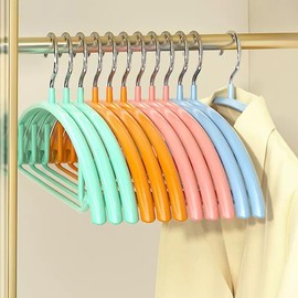 Lkw Ogechi Colorful Non-Slip Iron Clothes Hangers, 8 Pack Wide Shoulder Coat Hangers with Windproof Hooks, Rainbow Space-Saving Heavy Duty Hanger for Clothes, Colorful Metal Clothes Hangers