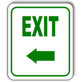 EXIT DIRECTIONAL LEFT ARROW GREEN Aluminum Composite Outdoor Sign 8.5" x10"