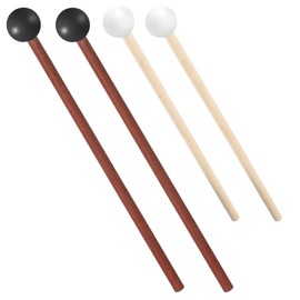 LIQWEI 4Pcs Steel Tongue Drum Mallets, Rubber Xylophone Mallet, Wood Bell Glockenspiel Mallets Drums Sticks, Rhythm Sticks Finger Sleeves for Gong Woodblock Drums, Tongue Drum