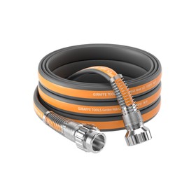 Giraffe Tools Garden Hose 25FT, 5/8"Heavy Duty Lay Flat Water Hose, No Kink, Flexible, Leakroof Gardening Hose with Male to Female Fitting, Lightweight Hybrid Hose Pipe for Garden & Yard