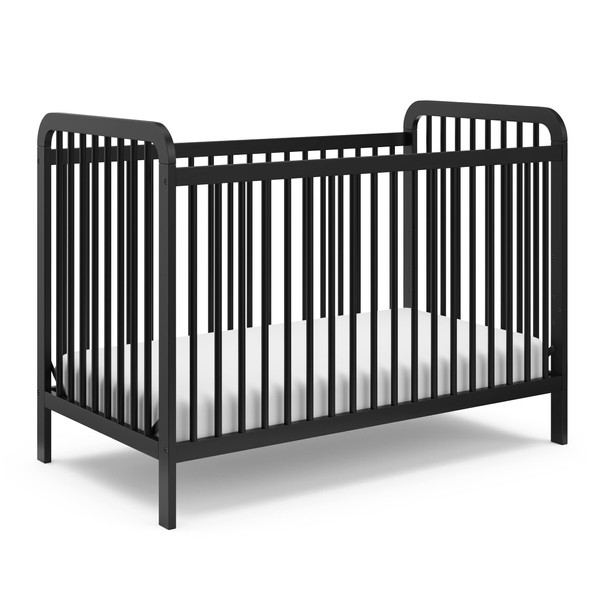 Storkcraft Pasadena 3-in-1 Convertible Crib (Black) – GREENGUARD Gold Certified, Converts to Daybed and Toddler Bed, Fits Standard Full-Size Crib Mattress, Adjustable Mattress Height