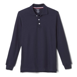 French Toast Little Boys' Long Sleeve Pique Polo, Navy, 3T