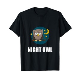 Night Owl Moon Cartoon Funny T-Shirt T-Shirt