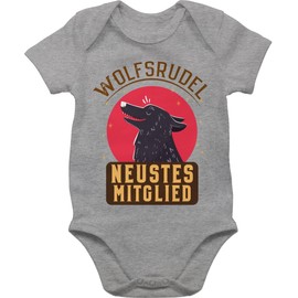 Shirtracer - Baby Bodysuit Boy Girl - Romper & - Wolf Pack Newest Member, 1 grey mottled